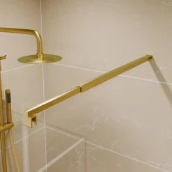 Cuisibane Paroi de douche fixe dorée 110 cm x 200 cm GOLDY - Verre 8 mm