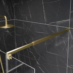 Cuisibane Paroi de douche fixe dorée 110 cm x 200 cm GOLDY - Verre 8 mm