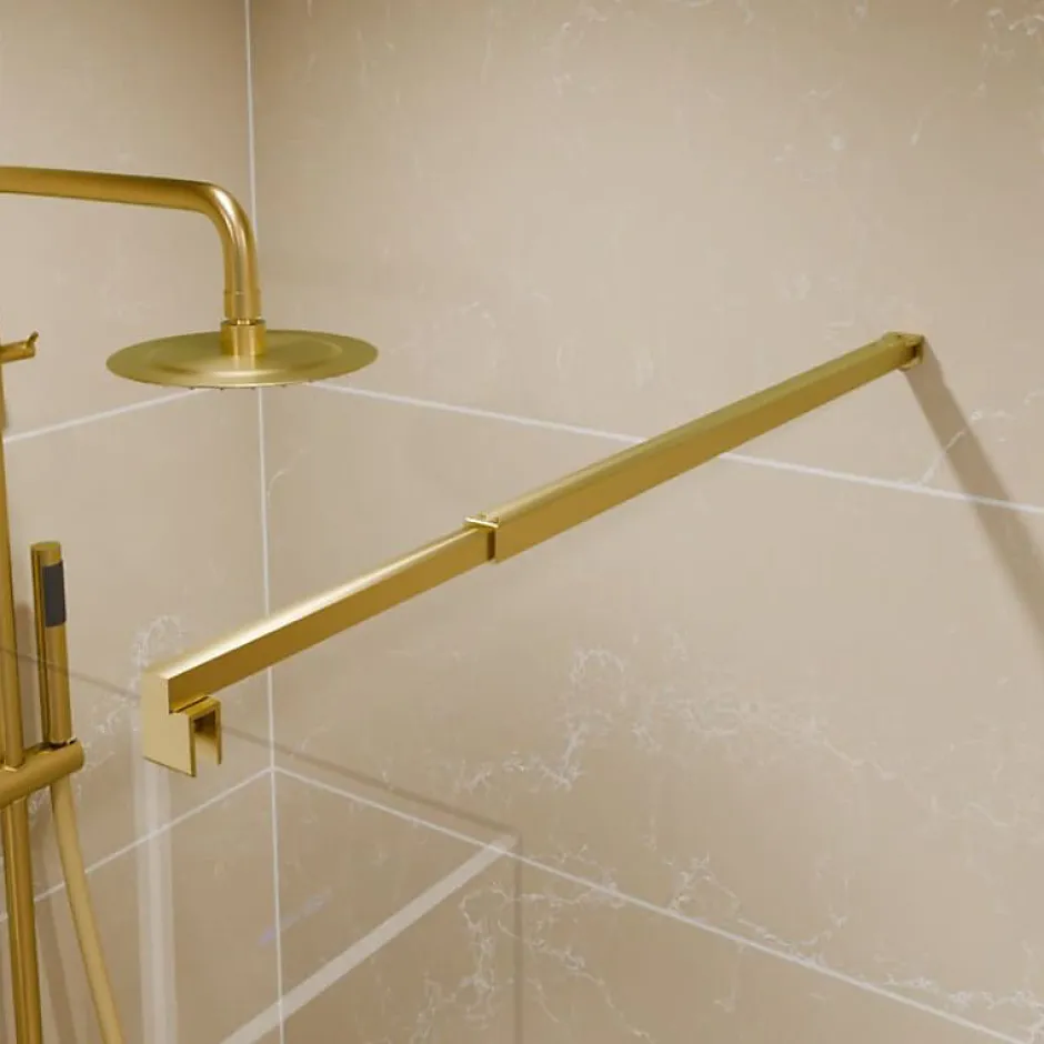 Cuisibane Paroi de douche fixe dorée 100 cm x 200 cm GOLDY - Verre 8 mm