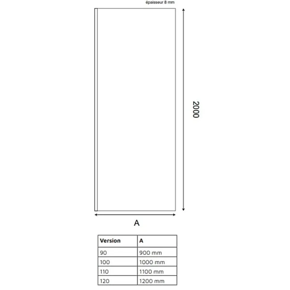Cuisibane Paroi de douche fixe dorée 100 cm x 200 cm GOLDY - Verre 8 mm
