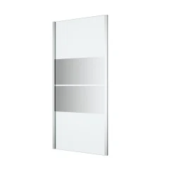 GoodHome Paroi de douche fixe l.90 x H.195 cm, bandes miroir, profilés alu chrome, Ledava