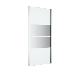 GoodHome Paroi de douche fixe l.90 x H.195 cm, bandes miroir, profilés alu chrome, Ledava