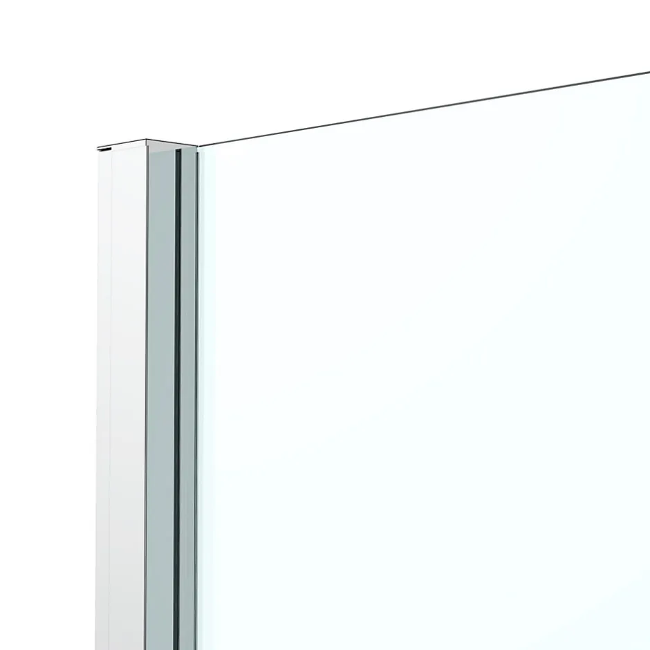 GoodHome Paroi de douche fixe l.90 x H.195 cm, bandes miroir, profilés alu chrome, Ledava