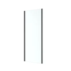 GoodHome Paroi de douche fixe l.90 x H.195 cm, verre transparent, profilés alu noir, Ledava
