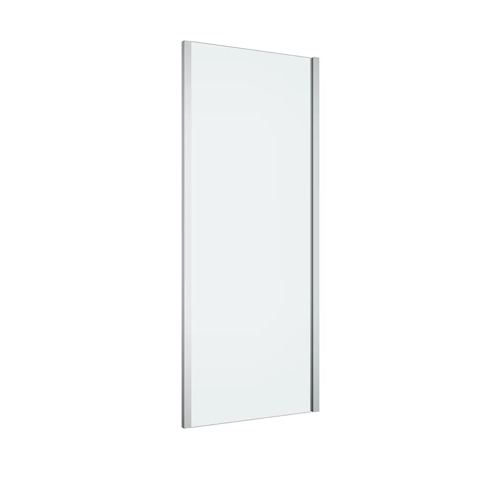 GoodHome Paroi de douche fixe l.80 x H.195 cm, verre transparent, profilés alu chrome, Ledava