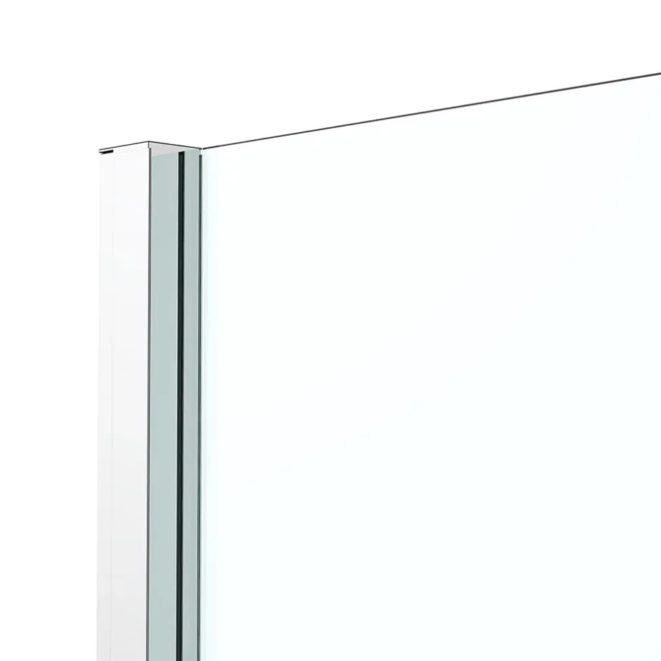 GoodHome Paroi de douche fixe l.80 x H.195 cm, verre transparent, profilés alu chrome, Ledava