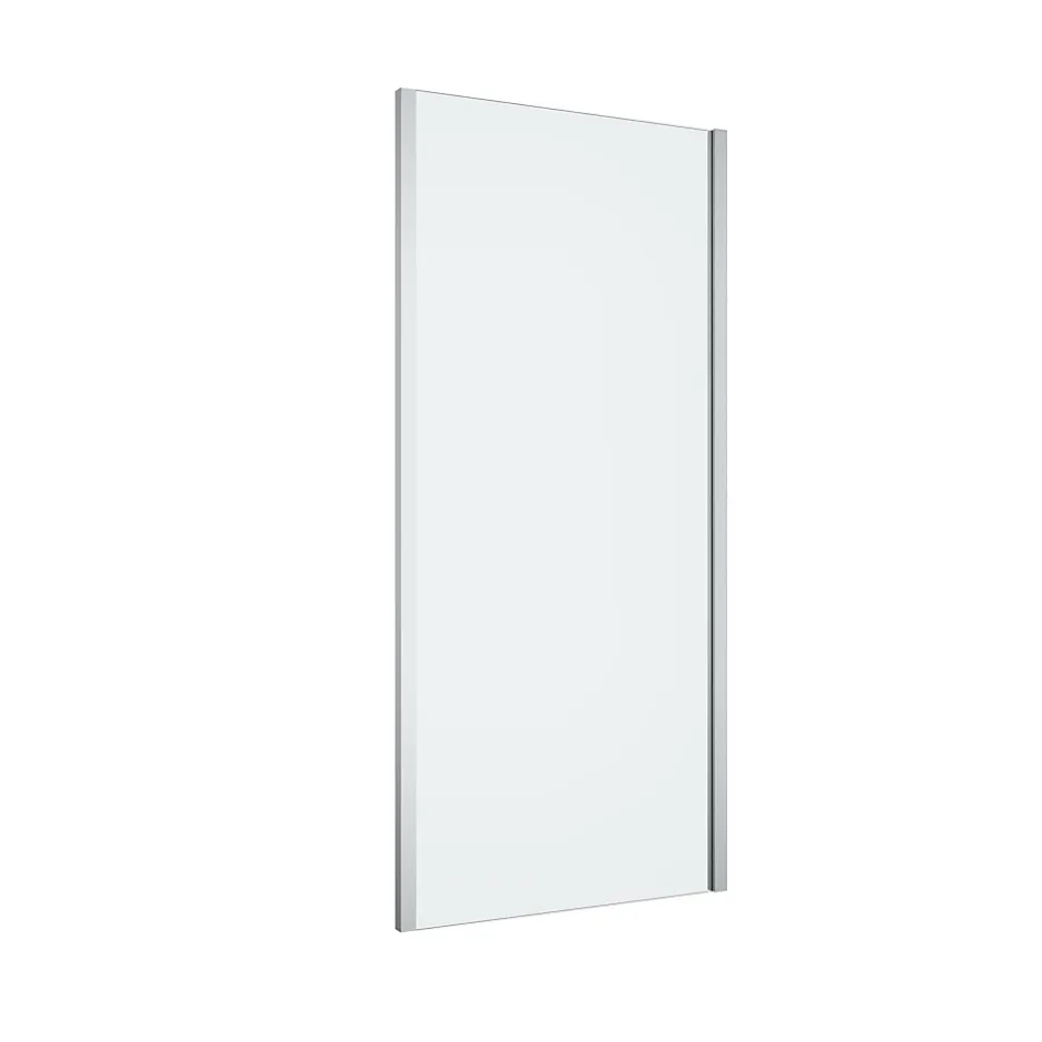 GoodHome Paroi de douche fixe l.90 x H.195 cm, verre transparent, profilés alu chrome, Ledava