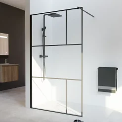 Cuisibane Paroi de douche industrielle noire ATELIA 120 cm