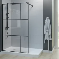 Cuisibane Paroi de douche industrielle noire ATELIA 120 cm