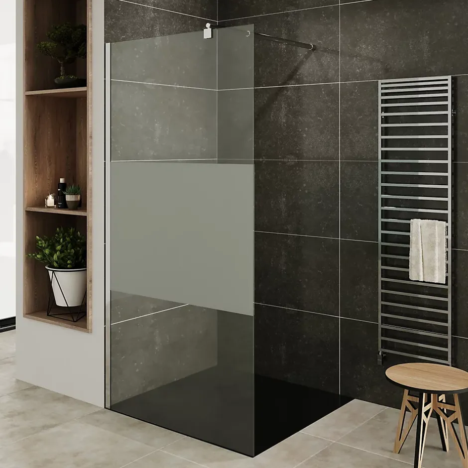 Saniverre Paroi de douche Italienne ROMA H.200 x 120 cm verre 10 mm centre-opaque -* Paroi De Douche