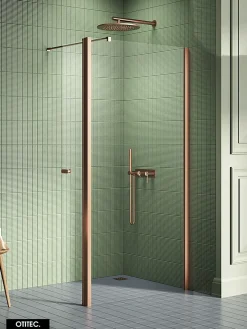 Otitec Paroi de Douche Italienne - 90 x 195 - SEPTIA CUIVRE BROSSE - Retour Pivotant 54 cm - Cuivre Brossé* Paroi De Douche