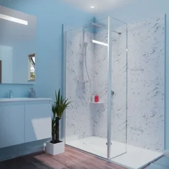 Cuisibane Paroi de douche italienne 100+40 x 200cm CALYPSO verre 8 mm avec volet pivotant* Paroi De Douche