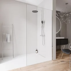 Paroi de douche italienne 90x220cm, verre NANO 10mm, profilé mural inox chrome, sans profilé sol - EX102-2