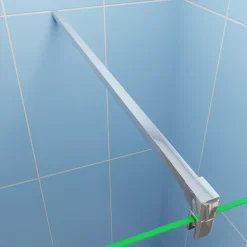 Paroi de douche italienne 140x200 cm - verre 8mm anticalcaire + barre fixation 90 cm avec pince + étagère de Douche alu 140 cm* Paroi De Douche