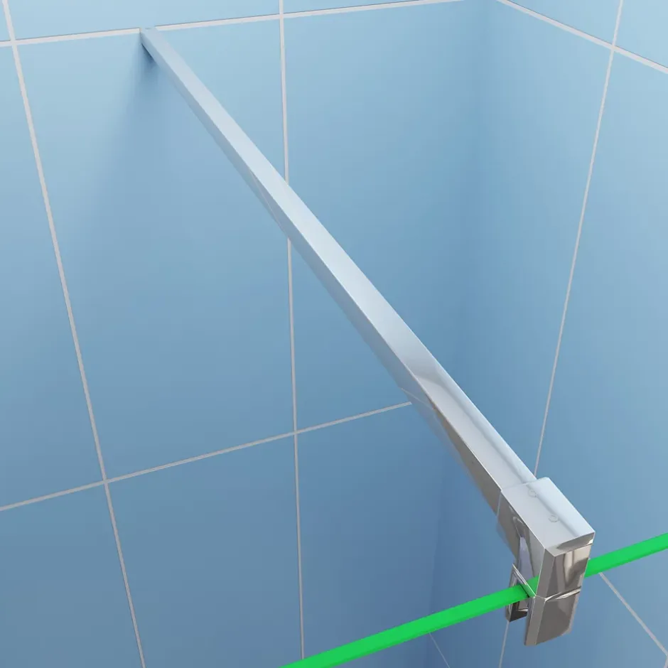 Paroi de douche italienne 140x200 cm - verre 8mm anticalcaire + barre fixation 90 cm avec pince + étagère de Douche alu 140 cm* Paroi De Douche