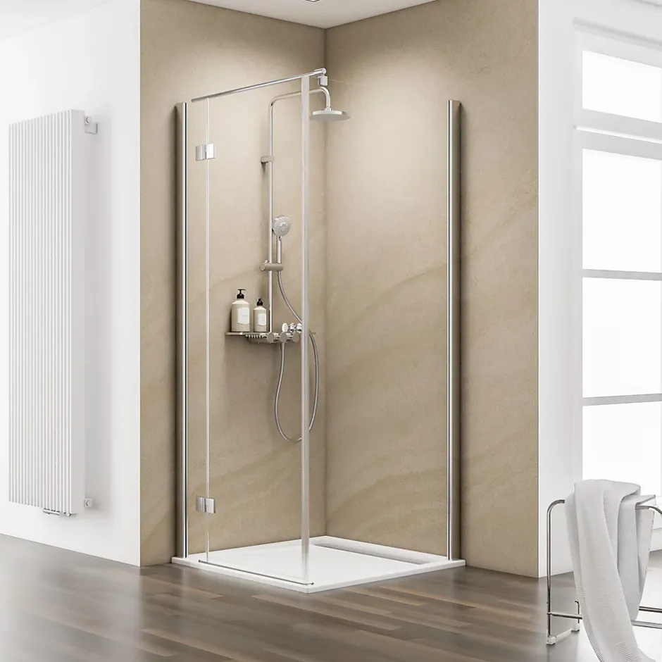 Schulte Paroi de douche latérale pour porte battante l.90xH.200cm, verre transparent anticalcaire 6mm, profilé chromé, MasterClass* Paroi De Douche