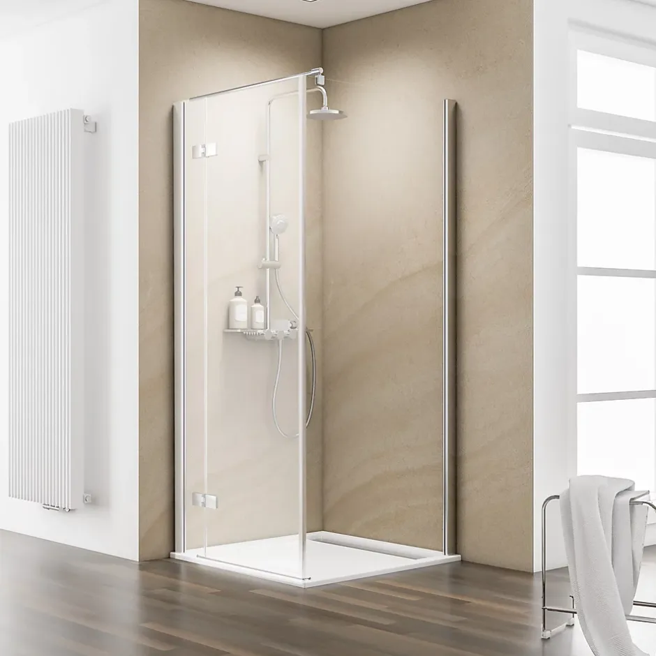 Schulte Paroi de douche latérale pour porte battante l.90xH.200cm, verre transparent anticalcaire 6mm, profilé chromé, MasterClass* Paroi De Douche