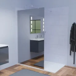 Cuisibane Paroi de douche miroir 120 cm MAORA - Verre 8 mm anticalcaire* Paroi De Douche