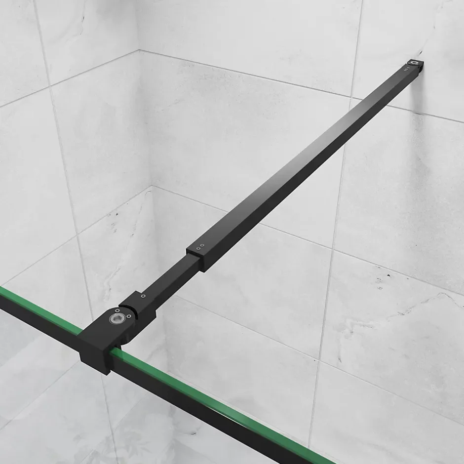 AICA Sanitaire Paroi de douche noire 120x200cm paroi de douche à l'italienne verre anticalcaire avec barre de fixation noire 73-120cm en carré