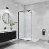AICA Sanitaire Paroi de douche noire 100x200cm paroi de douche à l'italienne verre anticalcaire avec barre de fixation noire 73-120cm en carré