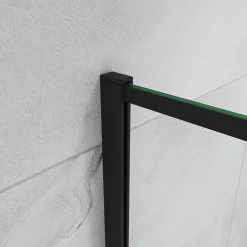 AICA Sanitaire Paroi de douche noire 100x200cm paroi de douche à l'italienne verre anticalcaire avec barre de fixation noire 73-120cm en carré