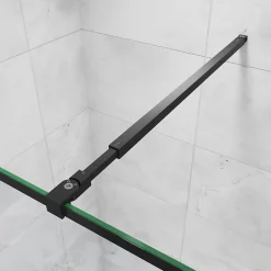 AICA Sanitaire Paroi de douche noire 100x200cm paroi de douche à l'italienne verre anticalcaire avec barre de fixation noire 73-120cm en carré