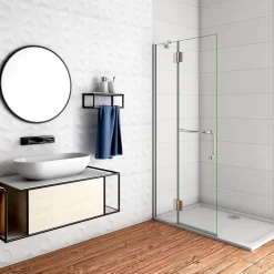 AICA Sanitaire Paroi de Douche Pivotante - 8 mm Verre Anticalcaire - 80 x190 cm avec Porte-Serviette Intégré - alu Chrome