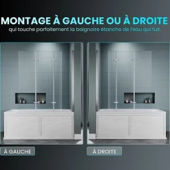 Paroi De Douche Pliante 130x130cm SIRHONA Porte de douche , Pare Baignoire 3 volets* Pare-Baignoire