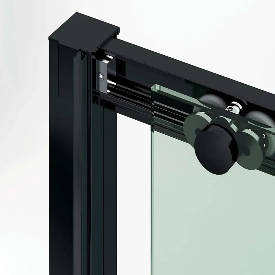 Superban Paroi de douche porte coulissante DROITE en verre ép 6mm L160/164xH195 cm - profilé noir mat - Vézannes 2P