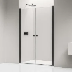 Bernstein Paroi de douche Profil noir mat 88x195cm en verre 6mm, Cabine de douche niche encastrée 2 portes battantes - NT218* Porte De Douche