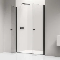 Bernstein Paroi de douche Profil noir mat 88x195cm en verre 6mm, Cabine de douche niche encastrée 2 portes battantes - NT218* Porte De Douche