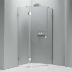 Bernstein Paroi de douche sans cadre pentagonale en verre véritable NANO EX415 - 90x90x195cm