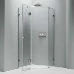 Bernstein Paroi de douche sans cadre pentagonale en verre véritable NANO EX415 - 90x90x195cm