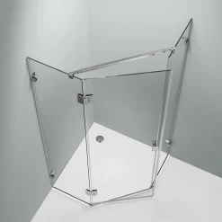 Bernstein Paroi de douche sans cadre pentagonale en verre véritable NANO EX415 - 90x90x195cm