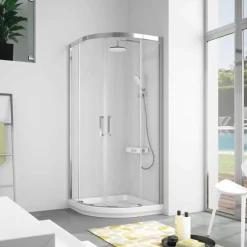 Kassandra Paroi de douche semi-circulaire 2 verres fixes + 2 portes coulissantes S400 80x80 cm rayon 55cm