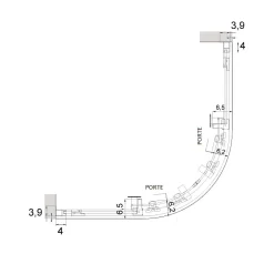 Kassandra Paroi de douche semi-circulaire 2 verres fixes + 2 portes coulissantes S400 80x80 cm rayon 55cm