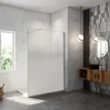 Paroi de douche verre trempé sérigraphié Brume en 8 mm verre - 120 x 200 cm - Profilés chrome avec barre de fixation 90cm