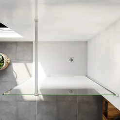 Paroi de douche verre trempé sérigraphié Brume en 8 mm verre - 120 x 200 cm - Profilés chrome avec barre de fixation 90cm