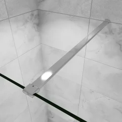 Paroi de douche verre trempé sérigraphié Brume en 8 mm verre - 120 x 200 cm - Profilés chrome avec barre de fixation 90cm