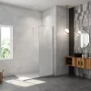 Paroi de douche verre trempé sérigraphié Brume en 8 mm verre - 50 x 200 cm - Profilés chrome avec barre de fixation 90cm* Paroi De Douche