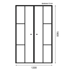 Cuisibane Paroi de douche verrière d'angle pivotante ATELIA double battant 120 cm x 80 cm