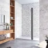 AICA Sanitaire Paroi de douche volet pivotant noir - seul pour paroi de douche à italienne - 8mm verre anticalcaire - 30x200 cm