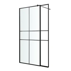 Paroi de douche walk in et volet verre transparent profilé noir 90 + 28 cm, GoodHome Ahti* Paroi De Douche