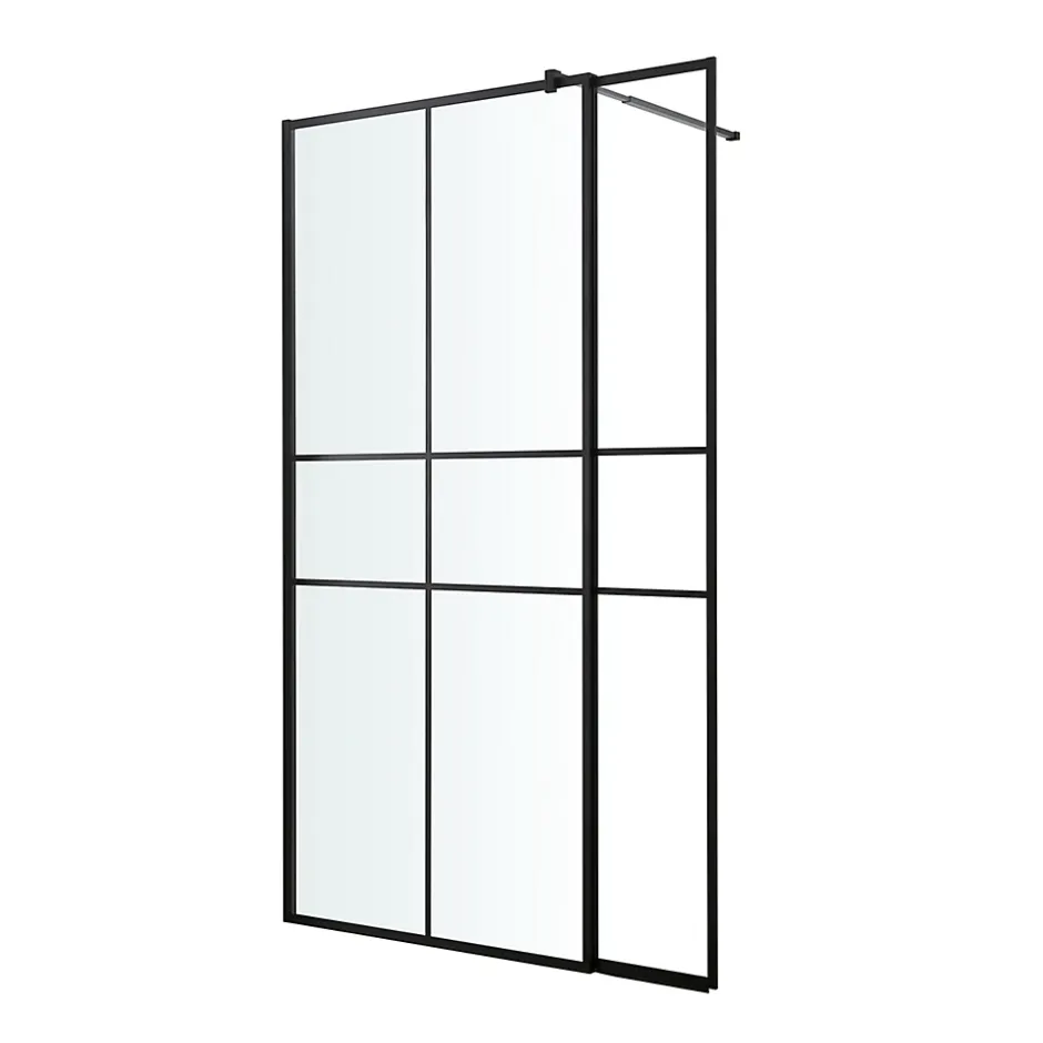 Paroi de douche walk in et volet verre transparent profilé noir 90 + 28 cm, GoodHome Ahti* Paroi De Douche