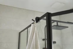 Paroi de douche walk in et volet verre transparent profilé noir 90 + 28 cm, GoodHome Ahti* Paroi De Douche