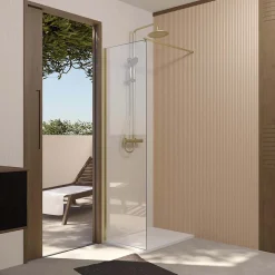 Aurlane Paroi de Douche 50x195 cm en Verre Trempé 5 mm - Finition Or Brossé - GOLD ELEMENTARY* Paroi De Douche