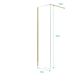 Aurlane Paroi de Douche 50x195 cm en Verre Trempé 5 mm - Finition Or Brossé - GOLD ELEMENTARY* Paroi De Douche