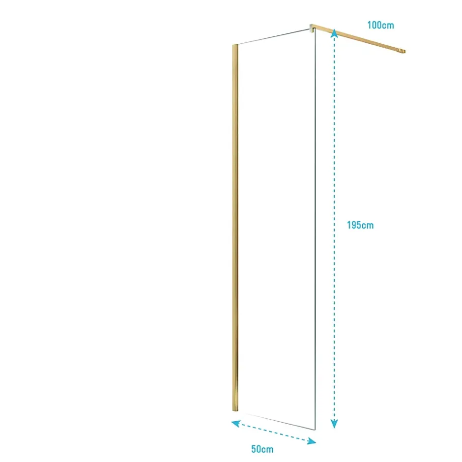 Aurlane Paroi de Douche 50x195 cm en Verre Trempé 5 mm - Finition Or Brossé - GOLD ELEMENTARY* Paroi De Douche