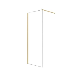 Aurlane Paroi de Douche 70x195 cm en Verre Trempé 5 mm - Finition Or Brossé - GOLD ELEMENTARY