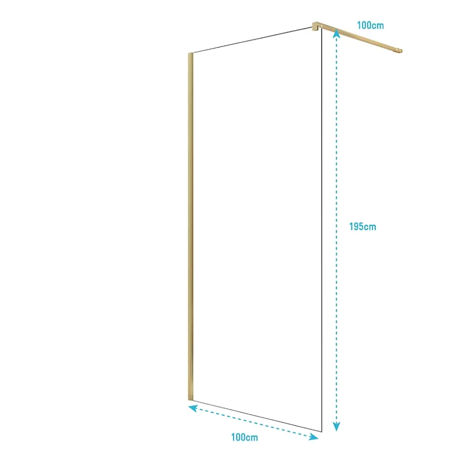 Aurlane Paroi de Douche 100x195 cm en Verre Trempé 5 mm - Finition Or Brossé - GOLD ELEMENTARY* Paroi De Douche